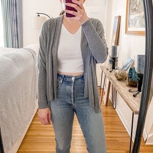 Alice + Olivia Open Front Cardigan Sweater Grey XS